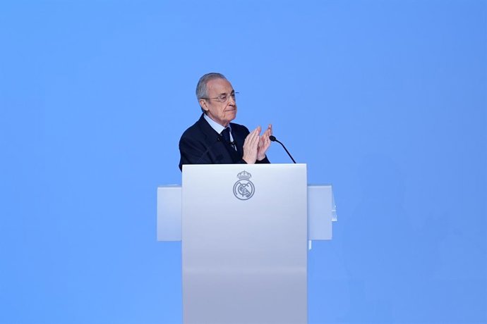 Florentino Perez, President of Real Madrid, attends during the Ordinary General Assembly of Representative Members of Real Madrid C.F. at Ciudad Deportiva Real Madrid on November 23, 2025, in Valdebebas, Madrid, Spain.