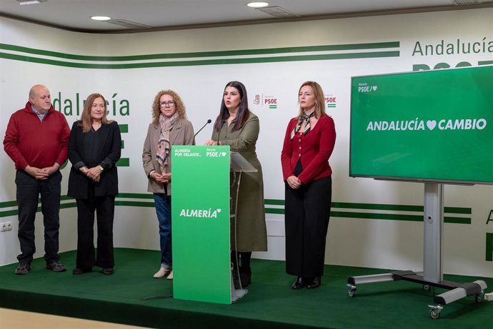 La diputada provincial del PSOE de Almería Noemí Cruz durante la rueda de prensa.