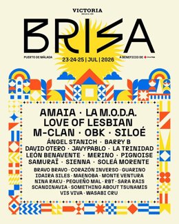 Brisa Festival ha anunciado este martes el cartel de su sexta edición. La cita musical repite escenario en el Dique de Levante del Puerto de Málaga del 23 al 25 de julio de 2026.