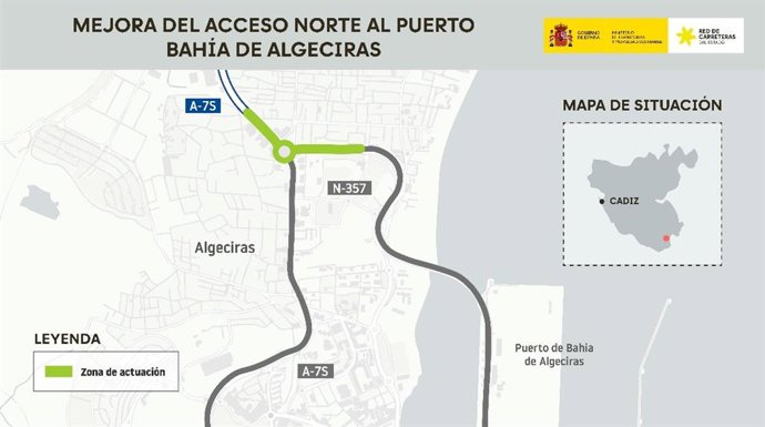 Esquema de las obras de acceso al puerto de Algeciras