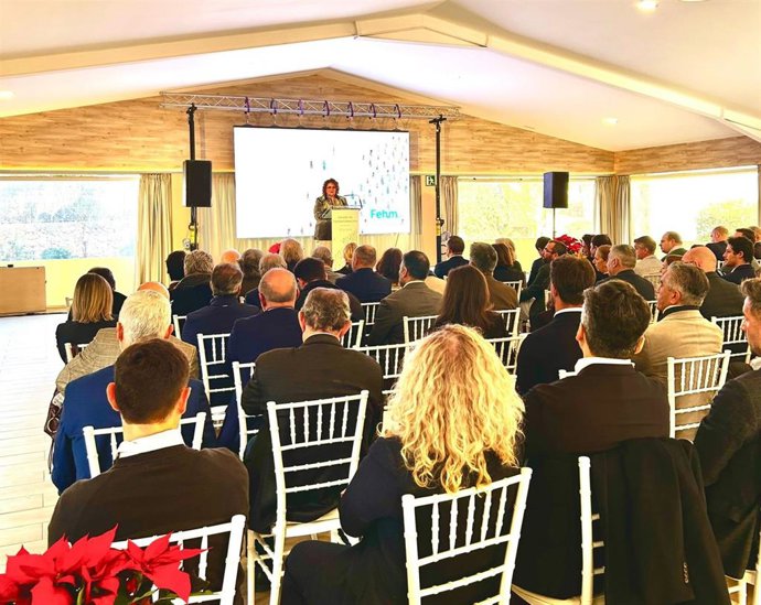 La vicepresidenta ejecutiva de la FEHM, María José Aguiló, interviene en la Convención de Miembros de la federación.