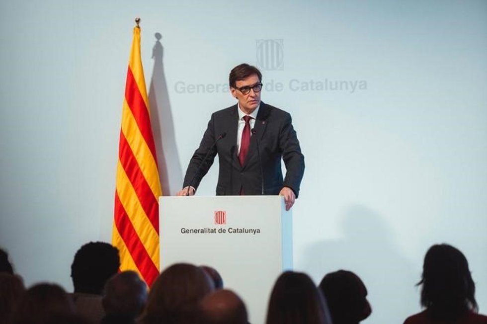 El presidente de la Generalitat, Salvador Illa, durante el acto de clausura del Any Candel