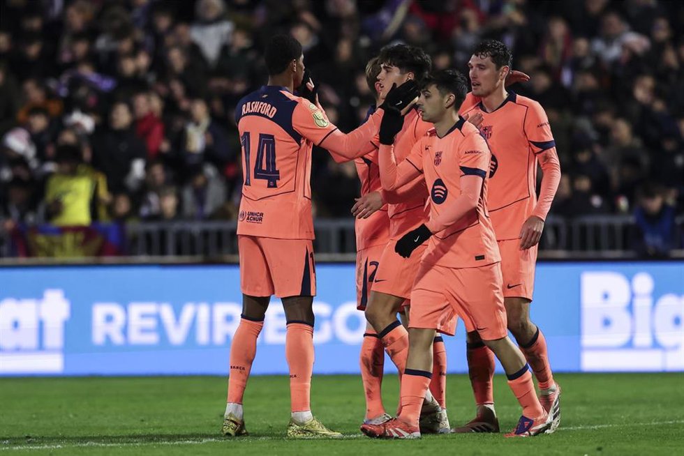 Los jugadores del FC Barcelona celebrando el gol de Andreas Christensen.