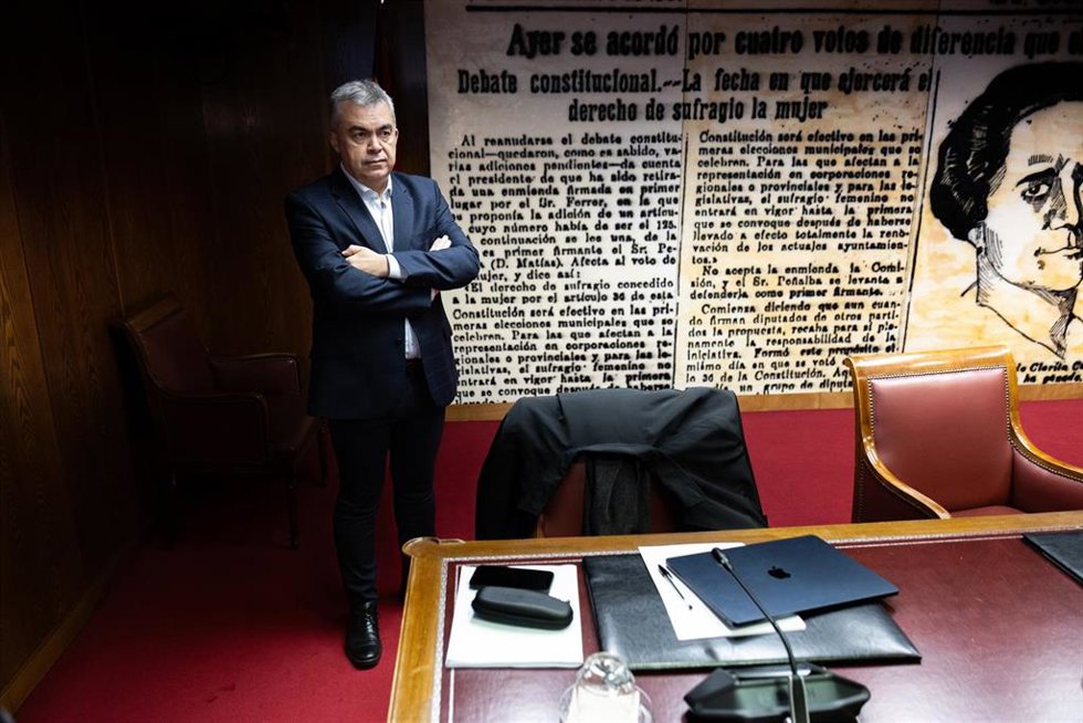 El ex secretario de Organización del PSOE Santos Cerdán, en su segunda comparececia en la Comisión de Investigación del caso Koldo
