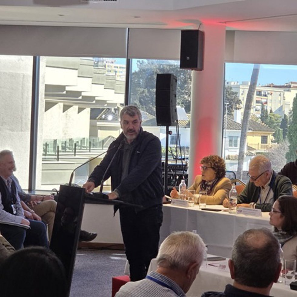 El secretario general de UGT Andalucía, Oskar Martín, este miércoles 17 de diciembre en el Comité Regional de UGT FICA Andalucía, que se celebra en Jerez de la Frontera (Cádiz).