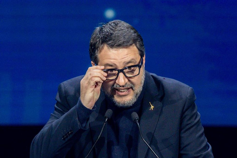 Archivo - El líder de Liga y vicepresidente del Consejo de Ministros de Italia, Matteo Salvini, interviene durante la cumbre Patriots, en Hotel Marriott Auditorium, a 8 de febrero de 2025, en Madrid (España). Vox ha organizado en Madrid una cumbre de