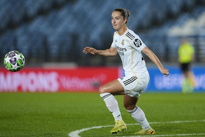 Archivo - Sara Ilonka Dabritz do Real Madrid CF em ação durante a partida de futebol da UEFA Women's Champions League 2025/26 League Phase MD3, disputada entre o Real Madrid CF e o Paris FC no estádio Alfredo Di Stefano em 11 de novembro de 2025, em Valde