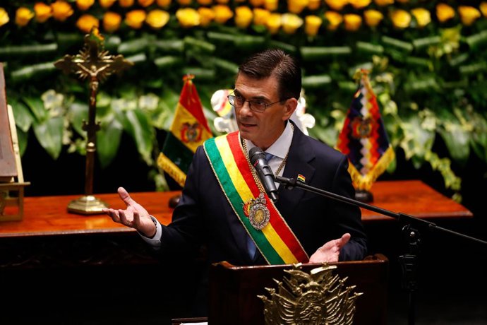 Archivo - LA PAZ, Nov. 9, 2025  -- Rodrigo Paz speaks during his inauguration ceremony in La Paz, Bolivia, Nov. 8, 2025.   Rodrigo Paz was sworn in as the constitutional president of the Plurinational State of Bolivia for the 2025-2030 term, in the Plurin