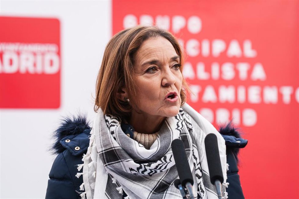 La portavoz del PSOE en el Ayuntamiento de Madrid, Reyes Maroto, durante un acto de conmemoración del Día Internacional de la Solidaridad con el Pueblo Palestino, en el Jardín de Palestina, a 29 de noviembre de 2025, en Madrid (España).