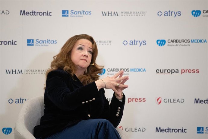 La consejera de Sanidad de la Comunidad de Madrid, Fátima Matute, durante un desayuno socio-sanitario, organizado por Europa Press, en el Hotel InterContinental, a 9 de diciembre de 2025, en Madrid (España).