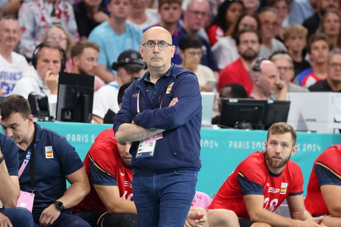 Archivo - Jordi RIBERA ROMANS (coach Spain), Handball, Men's Semifinal between Germany and Spain during the Olympic Games Paris 2024 on 9 August 2024 at Pierre Mauroy stadium in Villeneuve-d'Ascq near Lille, France - Photo Laurent Sanson / Panoramic / DPP