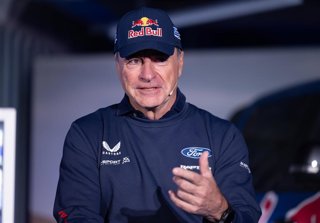 El piloto español Carlos Sainz (Ford), durante la rueda de prensa.  