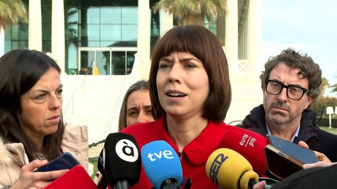 La ministra de Ciència i secretària general del PSPV-PSOE, Diana Morant, en declaracions als mitjans de comunicació.