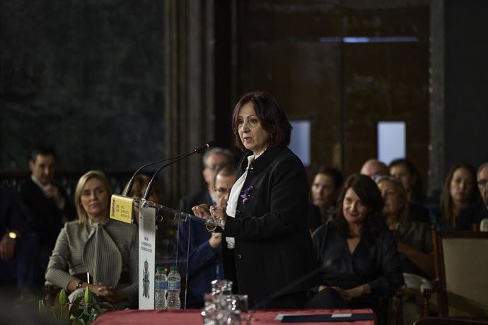 La Fiscal General del Estado, Teresa Peramato, durante la entrega de los despachos a la 63ª promoción de la carrera fiscal, a 17 de diciembre.