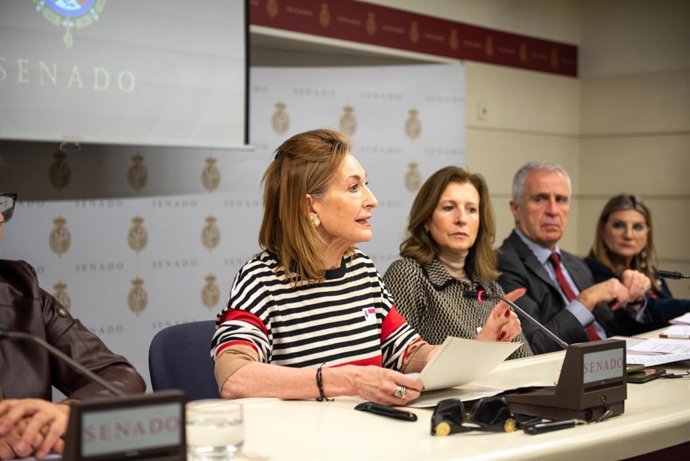 Carmen María Trinidad Herrero, porta-voz da Aliança, durante sua apresentação no Senado.