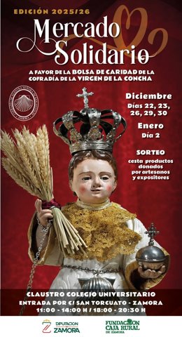 Mercadillo solidario navideño de la Cofradía de la Virgen de la Concha de Zamora para su destino a obras benéficas.