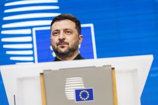 December 18, 2025, Brussels, Brussels, Belgium: The Ukrainian president gave a press conference today during the European summit in Brussels.