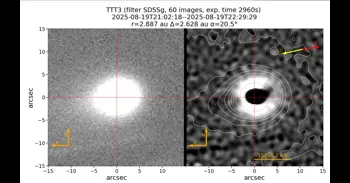 El Telescopio TTT en el Observatorio del Teide detecta el primer 'jet' periódico y oscilante en un cometa interestelar