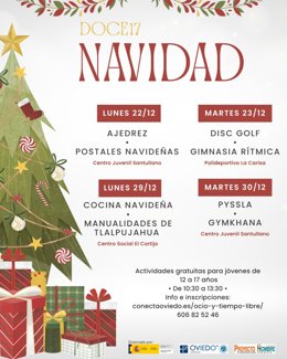 Actividades de ocio juvenil en Oviedo durante navidad.