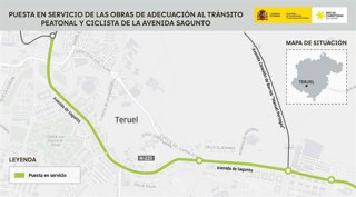 Transportes finaliza las obras de adecuación al paso de peatones y bicis de la avenida Sagunto en Teruel