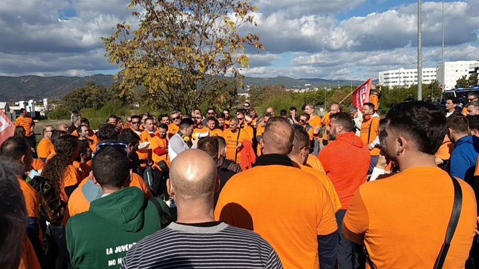 Una acción de protesta de trabajadores de Hitachi, en una imagen de archivo.