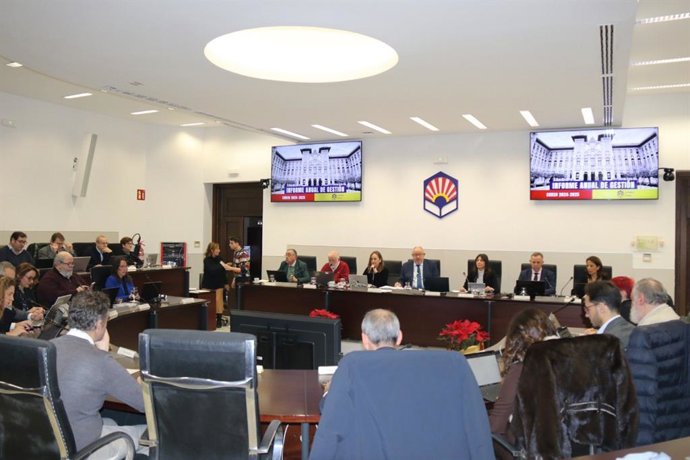 Reunión del consejo de gobierno de la Universidad de Córdoba, en la que se ha aprobado el proyecto de presupuesto de la UCO para 2026.