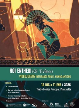 Cartel de la exposición 'Hoi Entheoi: videojuegos inspirados por el mundo antiguo'.