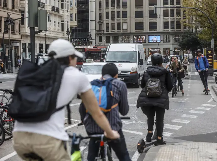 Carril bici en el centro de Valencia