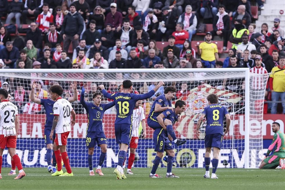 Koke celebra su gol en el Girona-Atlético de Madrid