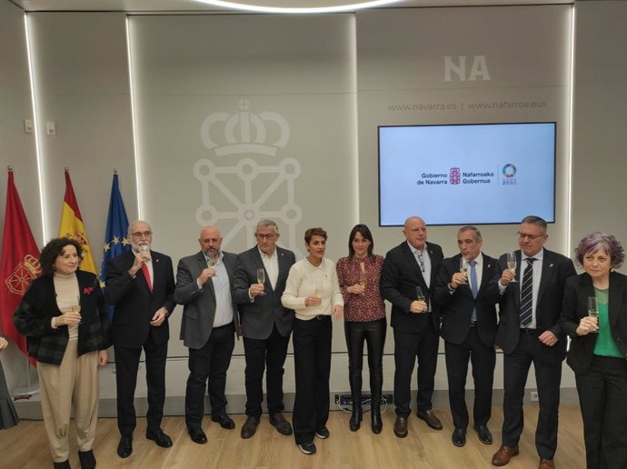 Acto de felicitación navideña este lunes en el Palacio de Navarra.