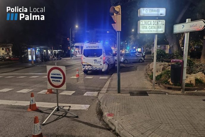 Un control de tráfico de la Policía Local de Palma.