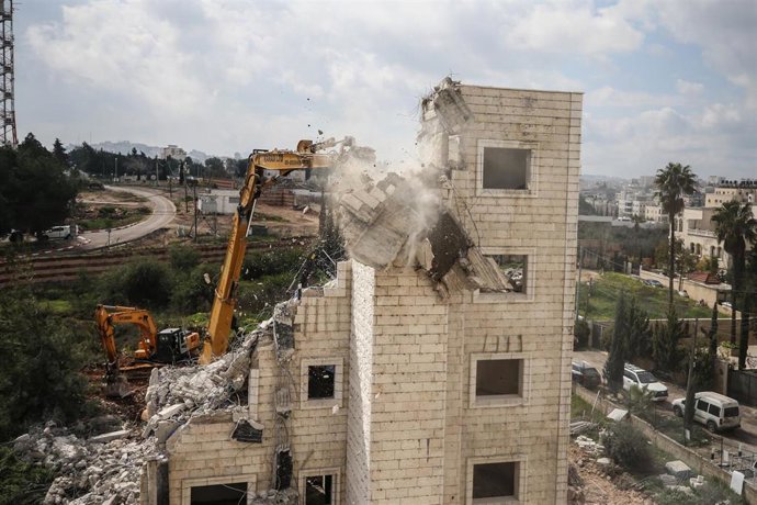 Archivo - Demolición por parte de Israel de un edificio en Jerusalén Este en febrero de 2024 (archivo)