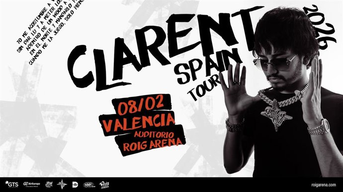 El trap y el reguetón de Clarent sonarán en el Auditorio Roig Arena el 8 de febrero