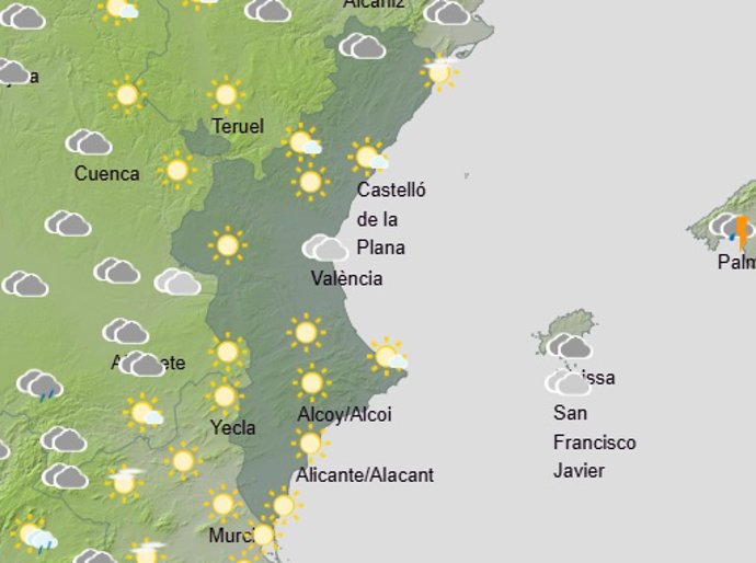Predicción del tiempo en la Comunitat Valenciana para este martes 23 de diciembre de 2025