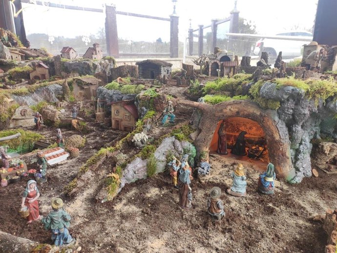 Archivo - Representación navideña de Belén, en Casa Feteli, en Siero, Navidad