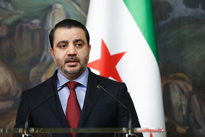 Archivo - RUSSIA, MOSCOW - JULY 31, 2025: Syria's Minister of Foreign Affairs and Expatriates Asaad al-Shaibani gives a press conference following a meeting with Russia's Foreign Minister Sergei Lavrov at the Russian Foreign Ministry Reception House