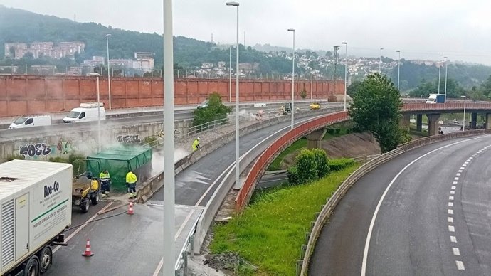 Obras de mejora en el enlace de Basauri de la A-8, en el entorno de Malmasín