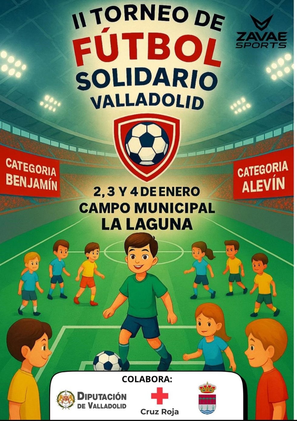 Cartel del Torneo de Fútbol Solidario a beneficio de Cruz Roja.