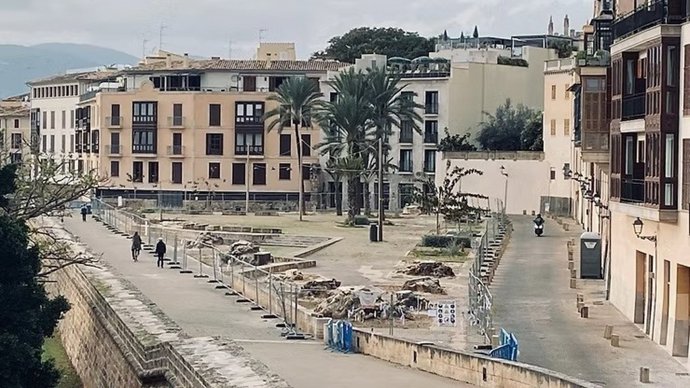 La plaza Llorenç Villaonga de Palma, tras la tala de los ejemplares de bellasombra.
