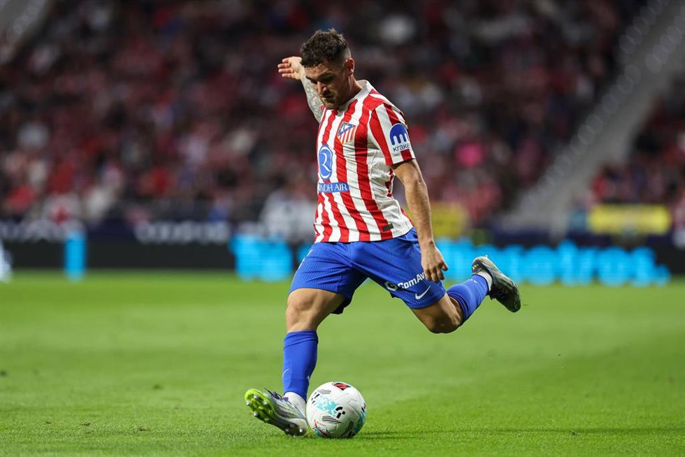Archivo - Javi Galán durante un partido con el Atlético de Madrid