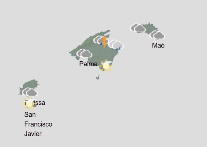 Predicción meteorológica para hoy, jueves 25 de diciembre, en Baleares: chubascos localmente fuertes