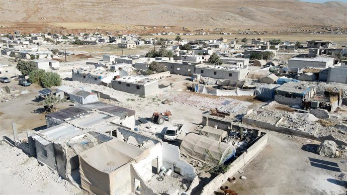 Archivo - Tiendas de campaña usadas por desplazados en la localidad de Al Hauash, en la provincia de Hama, en el centro de Siria (archivo)