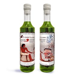 Archivo - Botellas de la edición especial de Picualia dedicada al proyecto Qubbet el-Hawa de la UJA.