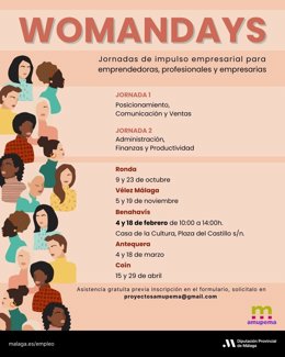 Benahavís acogerá el 4 y el 18 de febrero la tercera cita de Womandays, jornadas de formación y networking para mujeres empresarias y emprendedoras