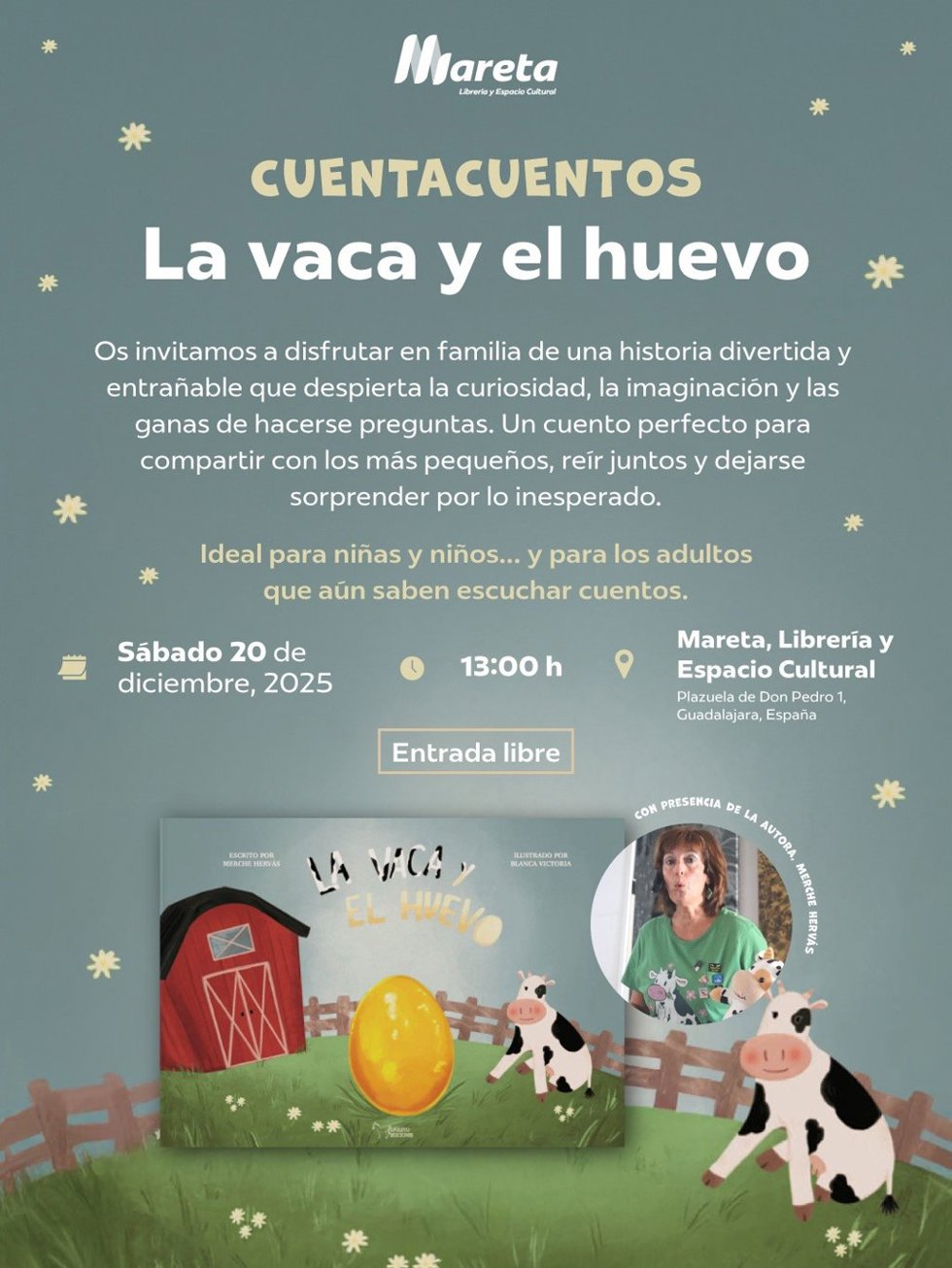 Cartel del cuentacuentos 'La vaca y el huevo'.