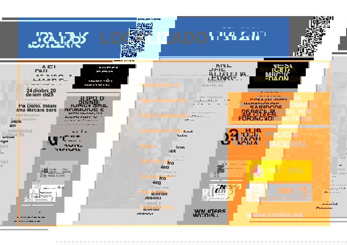 Imagen del cartel de la persona localizada en Palma