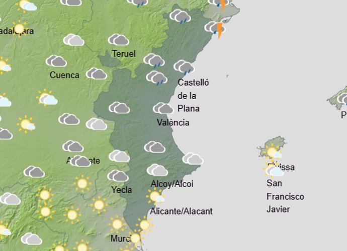 Predicción del tiempo para este viernes 26 de diciembre en la Comunitat Valenciana