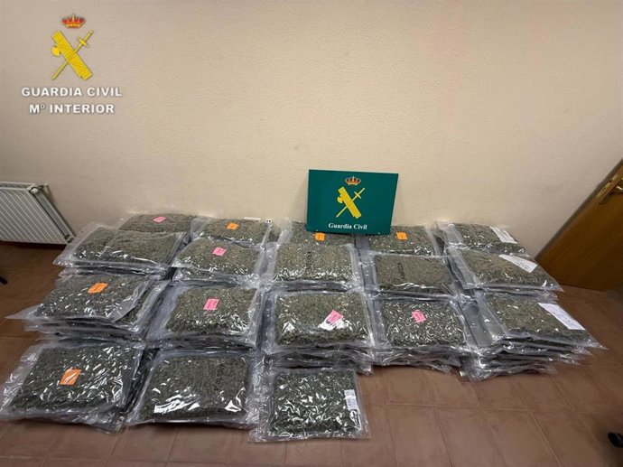 Marihuana aprehendida por la Guardia Civil.