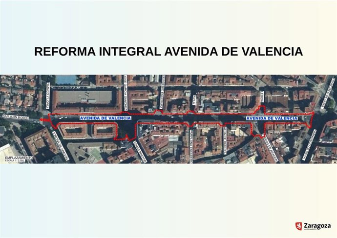 Mapa de la Avenida de Valencia cuya reforma ha sido presentada este viernes.
