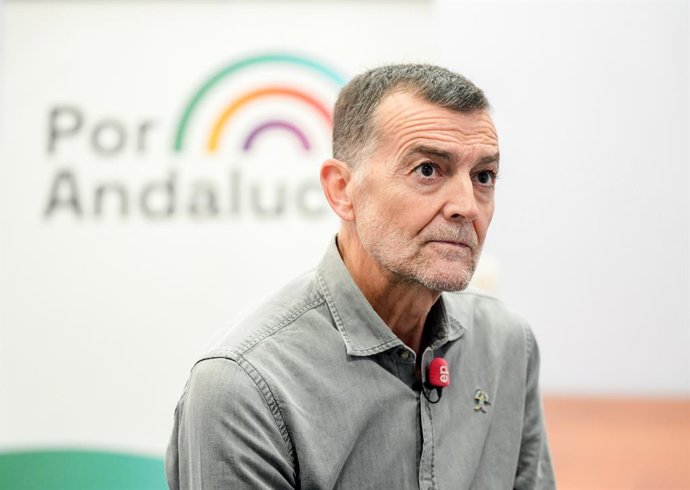 O coordenador federal da IU e candidato do Por Andalucía ao governo regional, Antonio Maíllo, em uma entrevista à Europa Press.